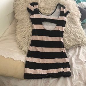 Pink and black stripped dress